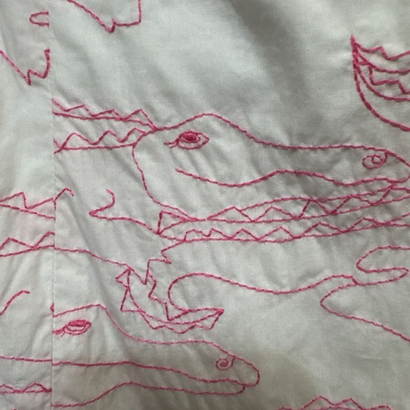 LILLY PULITZER FRANCO Sz 0 Pink Grrrowl Embroidered Alligator Tie Dress EUC - Picture 2 of 7